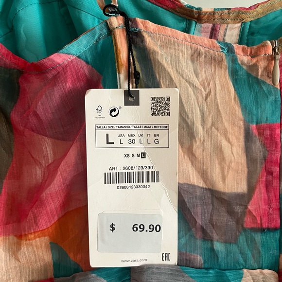 Zara Multicolor Ruched Mini Dress - Picture 4 of 4